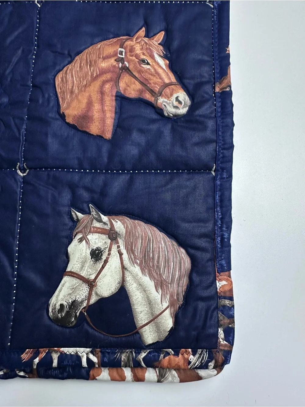 Horse Equestrian Quilt Throw Blanket Cranston Reversible Size 52 x 43 Inches